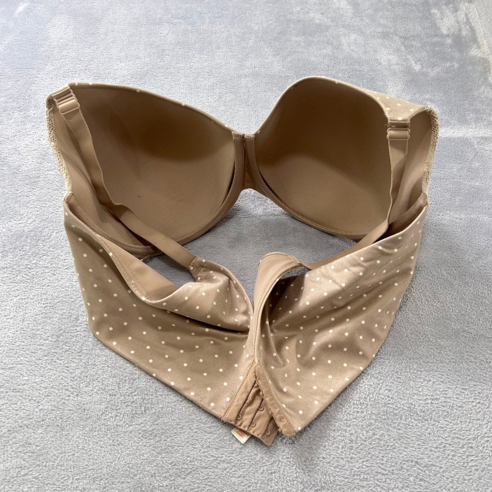 Cacique Lane Bryant Smooth Boost Plunge Underwire Bra 46DD Taupe Polka Dot Lace - Picture 5 of 7